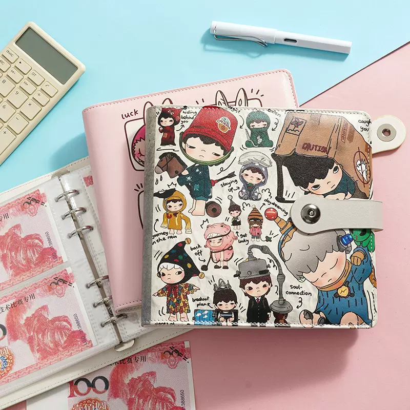 新款方型现金存钱本网红攒钱本百元记账夹钱册大容量收纳可放钱