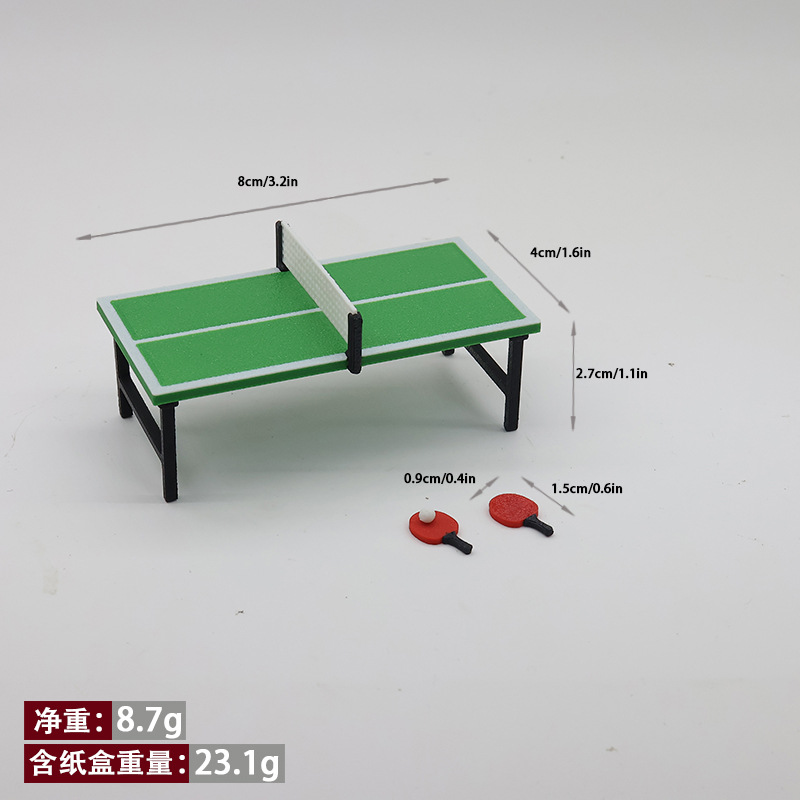 Mini juego en miniatura juguete mini simulación de mesa de tenis de mesa modelo en miniatura decoración de escena deportiva