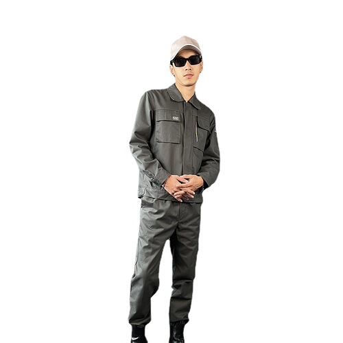 Work clothes men and women set spring and autumn wear-resistant printed words construction site auto repair labor protection suit workshop breathable comfortable factory clothes 