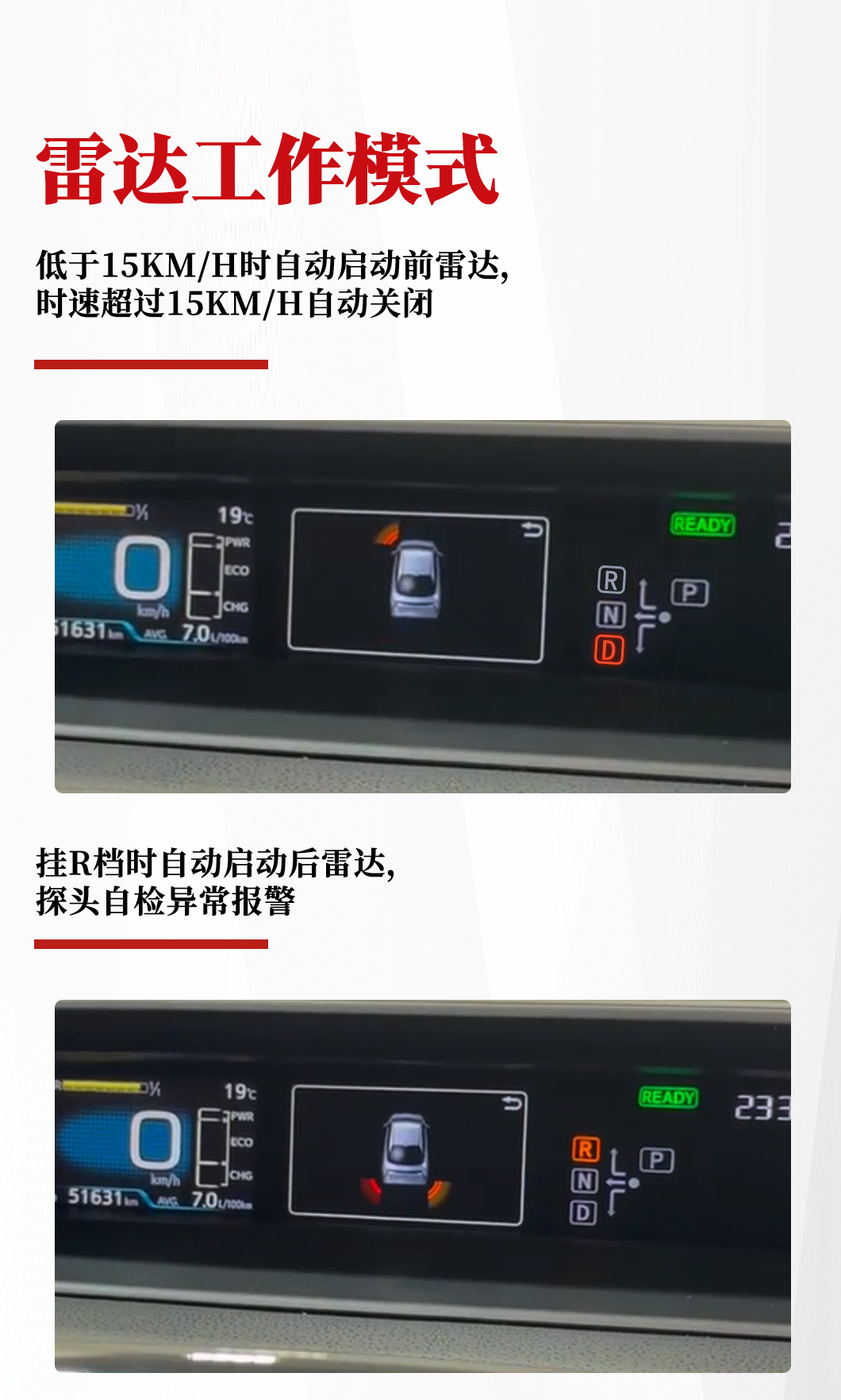 Boruis Instrument Radar Is Compatible with the Original Display of Toyota Prius to Show Front and Rear Parking Sensors