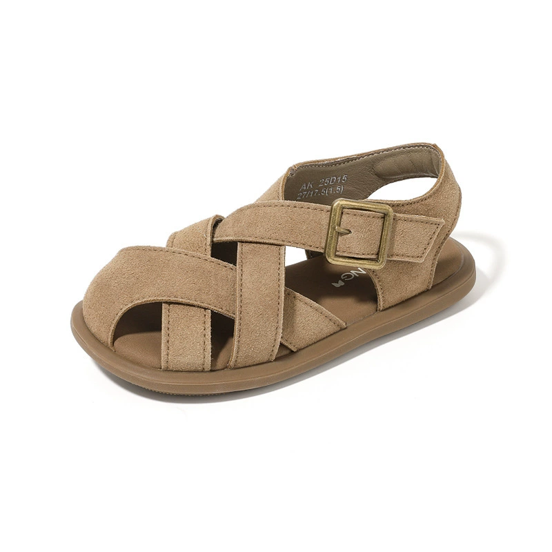 Детские закрытые тапочки для девочек, лето 2025, новые детские туфли, летние повседневные нескользящие сандалии для больших детей, для улицы