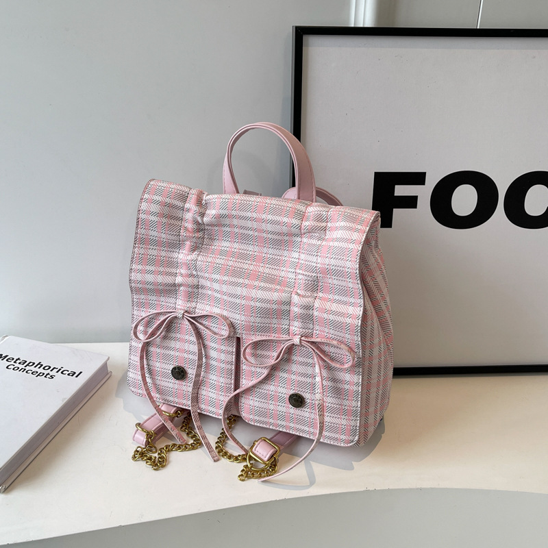 2024春季流行时尚蝴蝶结软皮可爱双肩包单肩大容量百搭通勤手提包