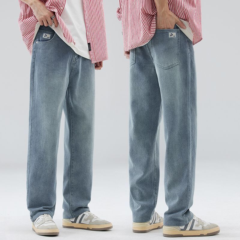 Jeans recto para hombres primavera y verano nuevo estilo americano retro callejera de tamaño grande ropa de hombre pantalones largos sueltos pantalones largos