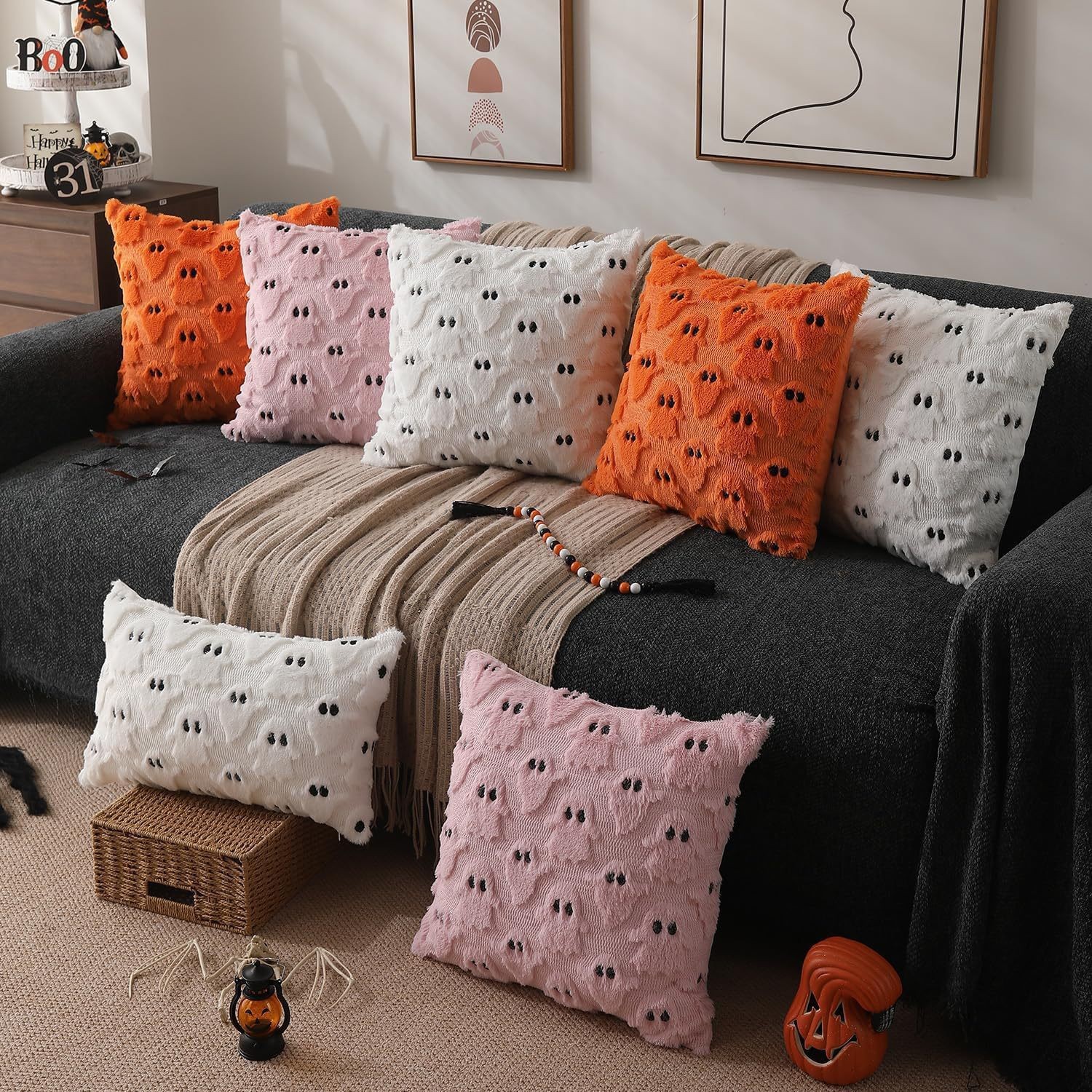 In-Stock Halloween Pumpkin Pillow Cover Two-Tone Quilted Sofa Cushion Cross-Border Recommended Home Textile Holiday Party Decoration
