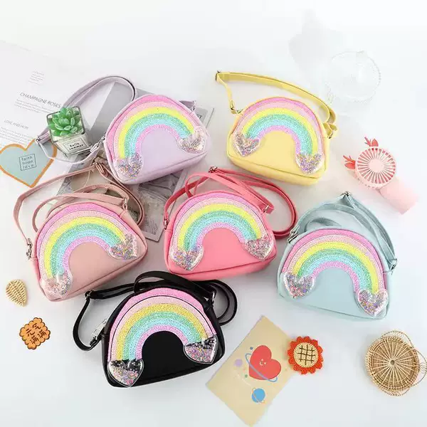 Macaron Children's Coin Purse Cute Princess Crossbody Bag Trendy Toddler Stylish Korean Fashion Versatile Rainbow