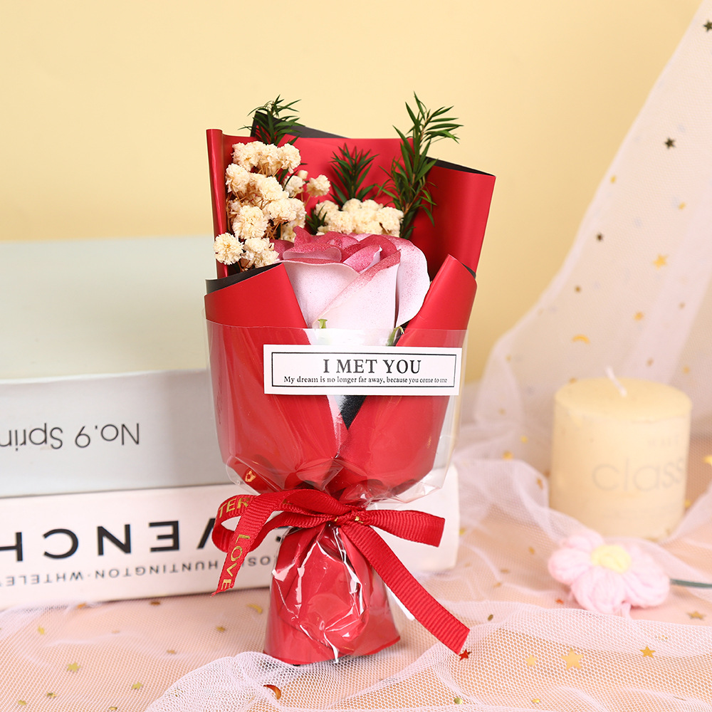 520 Día de San Valentín creativo estrella seca rosa flor de jabón mini ramo de flores exquisito regalo de acompañante al por mayor