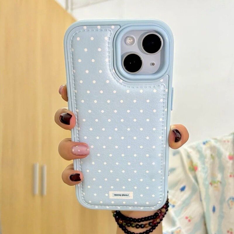 Leather Texture Pink Blue Polka Dots Suitable for Apple 17Pro/16/15/14Promax/13 Mobile Phone Case 12/11/Xr/Xs Leather Texture Pink Blue Polka Dots Suitable for Apple 17Pro/16/15/14Promax/13 Mobile Phone Case 12/11/Xr/Xs