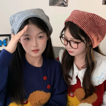 格子三角头巾针织围巾女冬季羊毛混纺韩系百搭保暖护颈小围脖批发