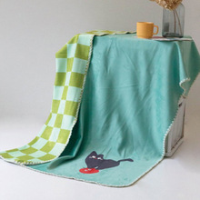 双面印花贝壳针毯批发纯色轻奢沙发毛毯办公室居家午睡休息披肩毯