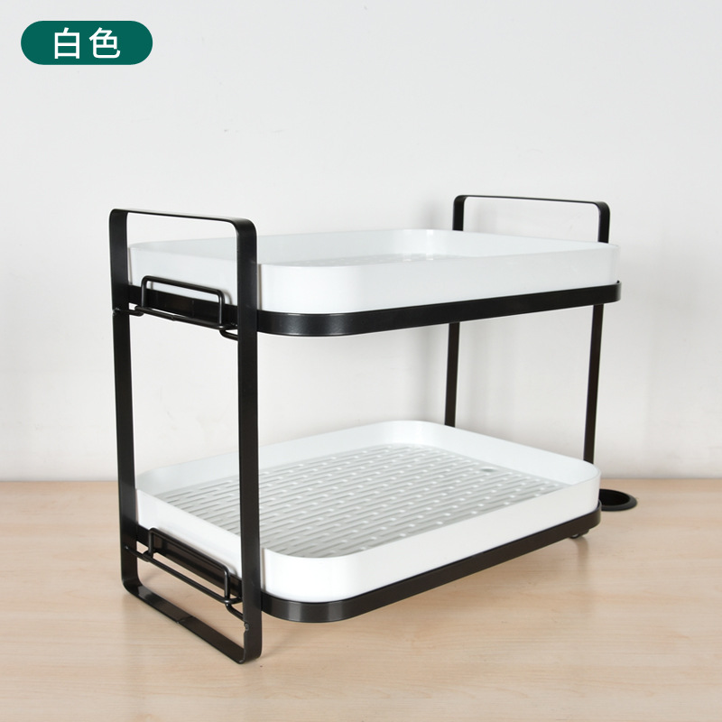 Estante de almacenamiento de taza de té de doble capa, estante de almacenamiento de taza de té y hervidor, estante de drenaje de doble capa con bandeja, estante de almacenamiento doméstico