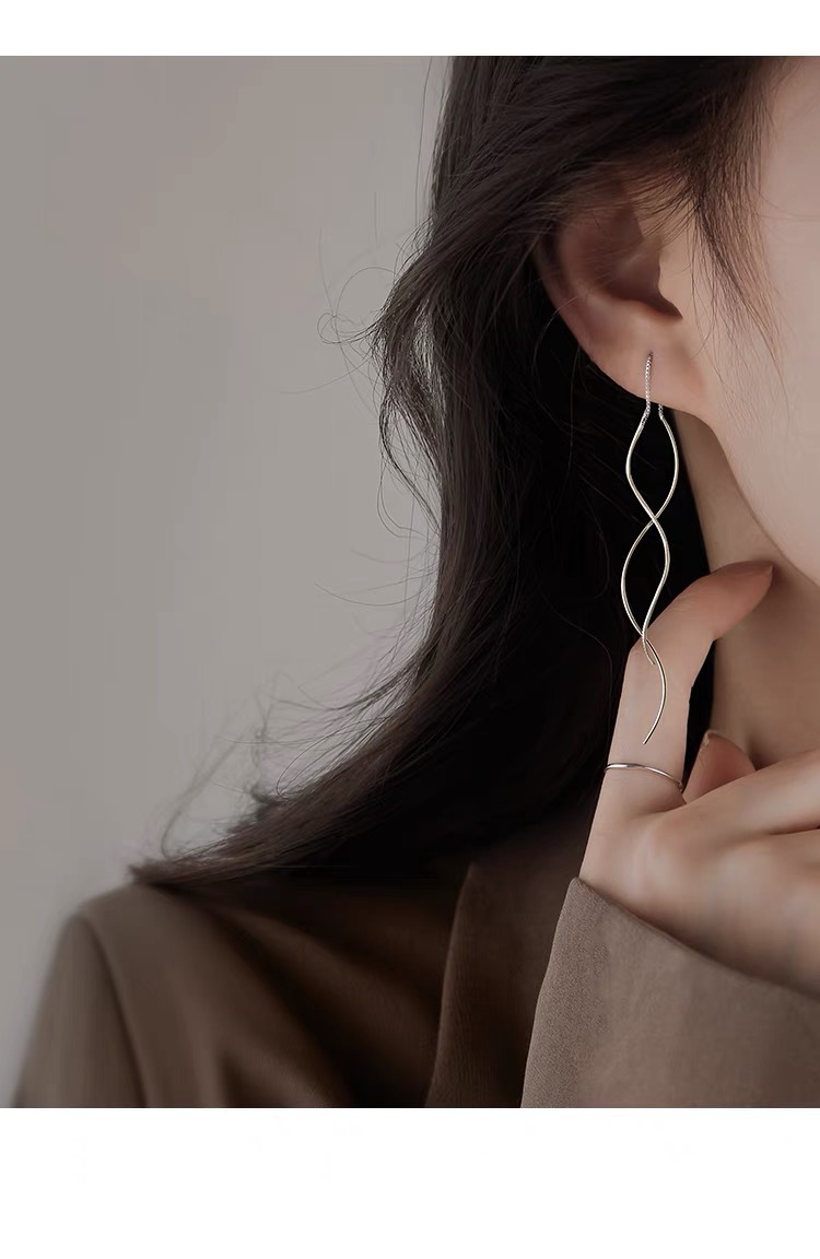 Patchwork Design 1 Pair 925 Sterling Silver Solid Color Drop Earrings