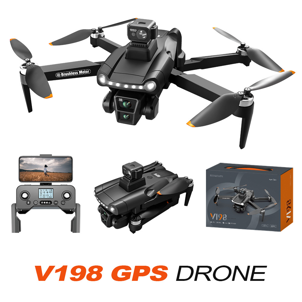 Cross-Border New Product V198 Brushless Gps Return High-Definition 8K Aerial Photography Laser Obstacle Avoidance Drone Export Remote Control Aircraft