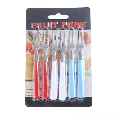 Stainless steel small fruit fork light luxury household fruit fork set simple cross-border fork round handle fruit fork set