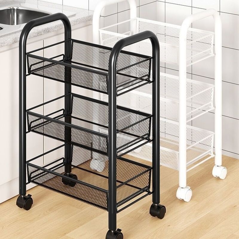 Small trolley storage rack, floor-standing multi-layer kitchen mobile cabinet storage rack, snack and baby product storage rack wholesale