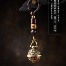 黄铜狮头铃铛一步一响小铃铛汽车钥匙扣挂件钥匙链圈环挂绳小饰品