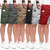 2024 New European and American Men's Solid Color Leather Casual Shorts Men's Casual Training Running Sports Pants Men's