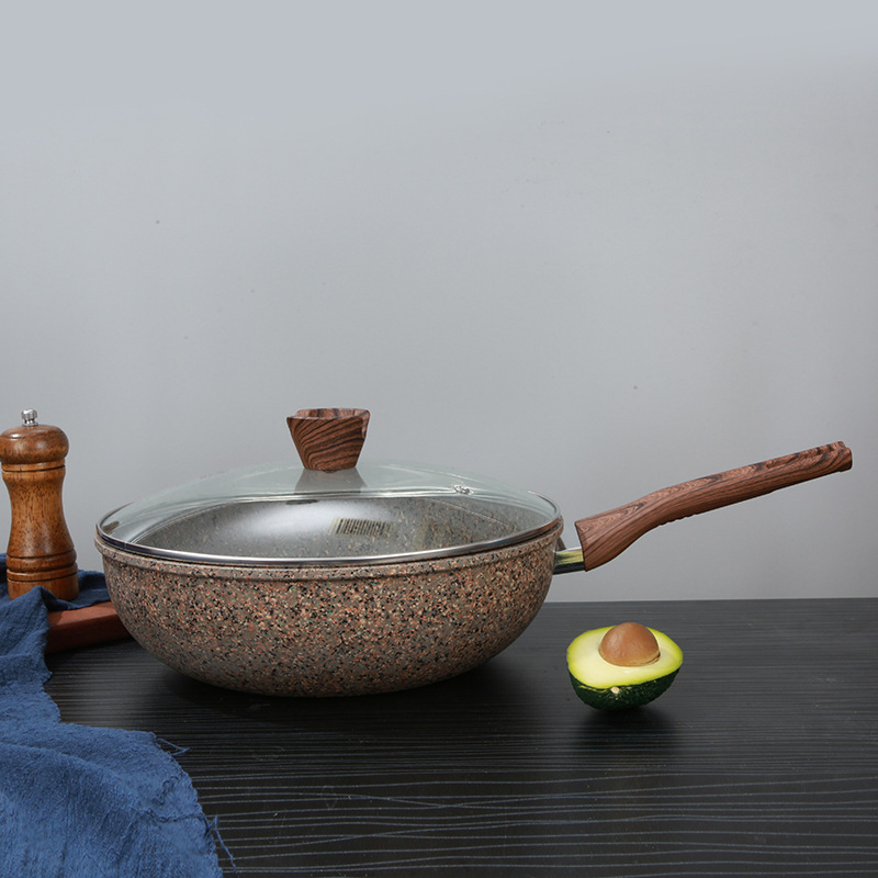 Granito wok antiadherente wok estufa plana de doble uso wok hogar al por mayor