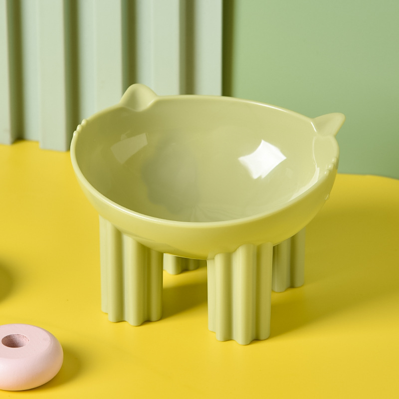 Tazón para gatos, cuello para gatos, anti-deslizante, anti-volque, tazón para perros, caricatura para gatos, inclinación para gatos, tazón para perros, al por mayor.