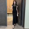 Tassel hollow waist improvement qipao temperament slim fitting formal dress long skirt