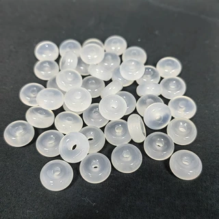 天然玛瑙13mm面包圈玉髓冰透白色提溜 跑环平安扣汉服压襟diy配件