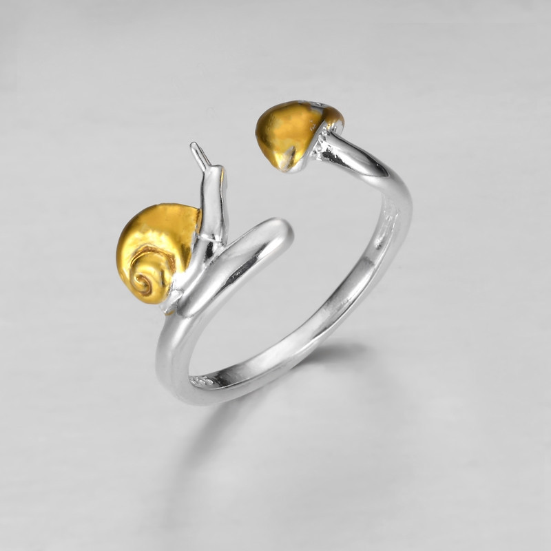 s925纯银戒指批发 时尚可爱创意蜗牛气质卡通个性戒指 女