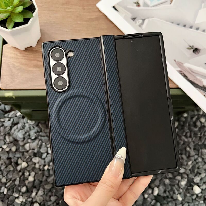 For Samsung Fold7 mobile phone case Z Fold6 fiber pattern protective cover to protect the middle shaft spring all-inclusive wireless charging