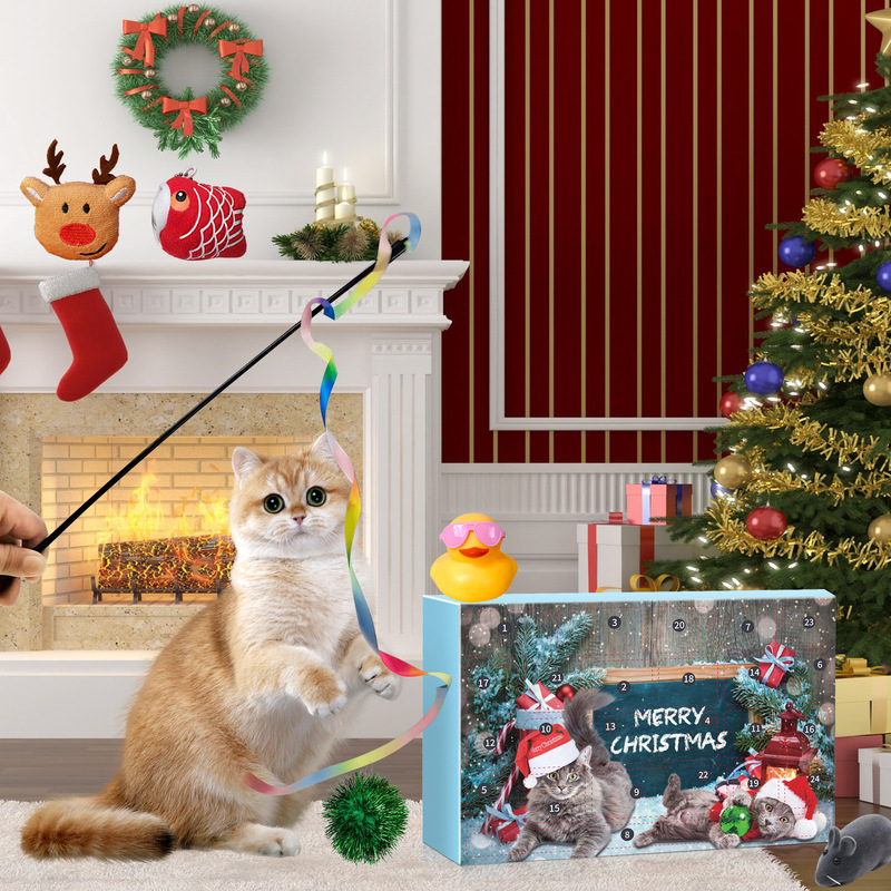 クロスボーダー専用2024Cat Advent Calendarクリスマスカウントダウン猫24格盲箱玩具|undefined