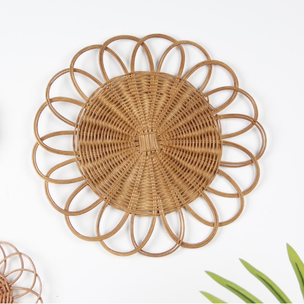 Amazon Homestay Decoración de pared Adornos Fábrica de tejido de paja Pared simple Pared redonda Hierba de ratán Sala de estar Colgante de decoración de pared