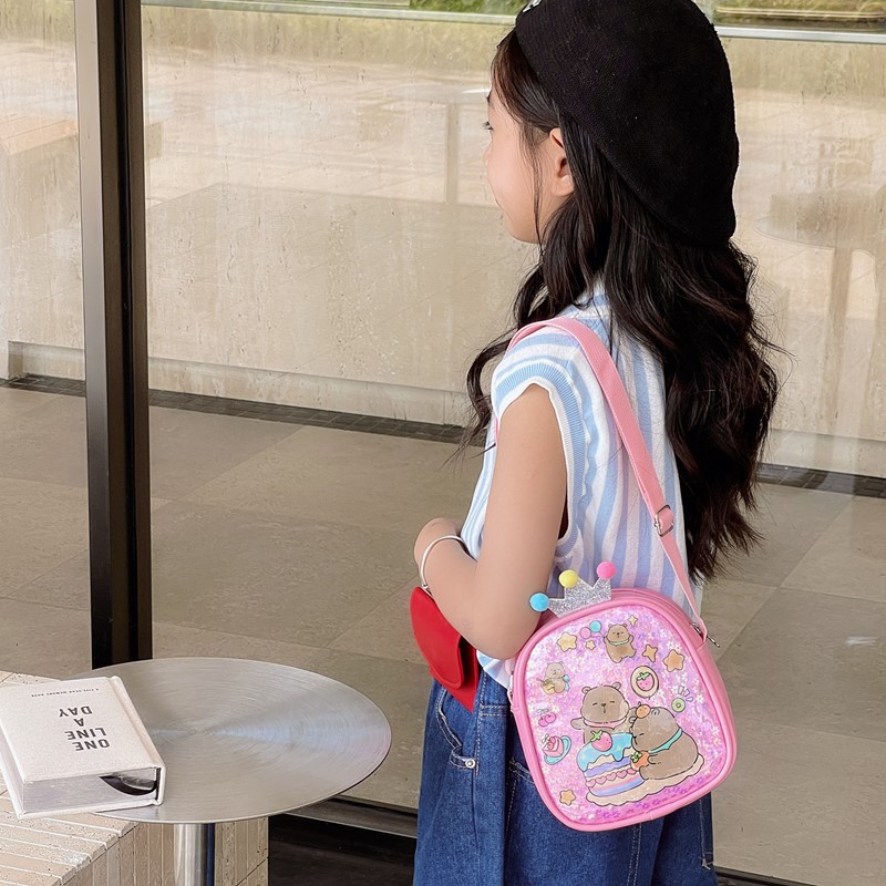Nuevo bolso para niños, lindo y divertido Kapibala, bolso de hombro para niños y niñas, bolso de mensajero para bebé con estampado de estilo occidental lindo de dibujos animados