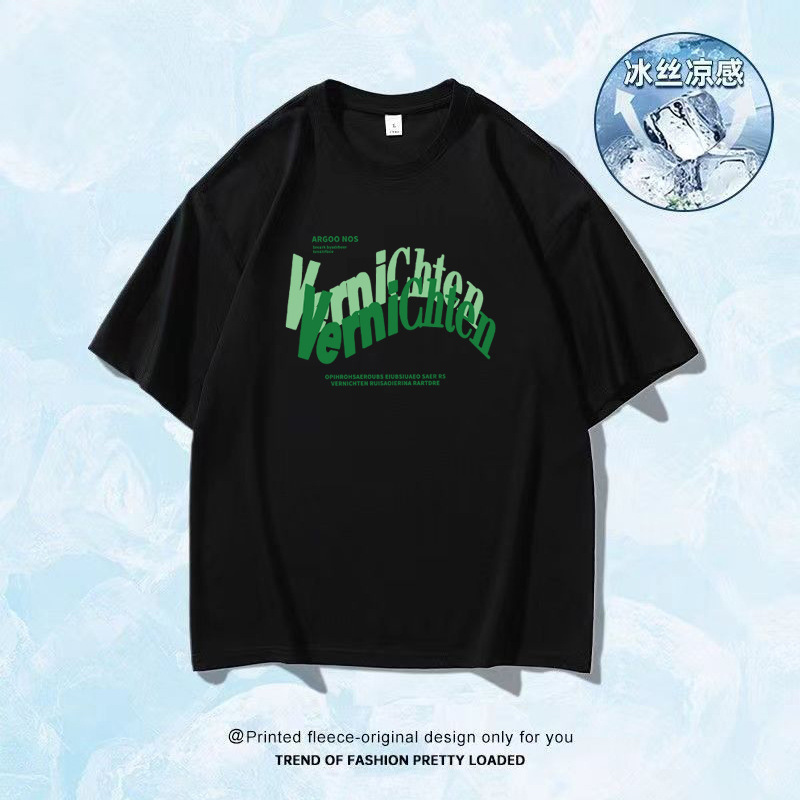 Camiseta de mangas cortas de hielo de Hong Kong 2025 verano caliente para hombres y mujeres transpirables sensación de secado rápido de moda blusa versátil
