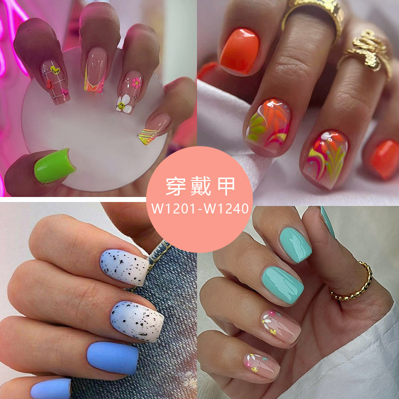 Wearable Manicure, Fashionable and Fresh Fake Nail Patches, Detachable Nail Pieces, Wearable Nail Tips, 24 Pieces Wholesale Wearable Manicure, Fashionable and Fresh Fake Nail Patches, Detachable Nail Pieces, Wearable Nail Tips, 24 Pieces Wholesale