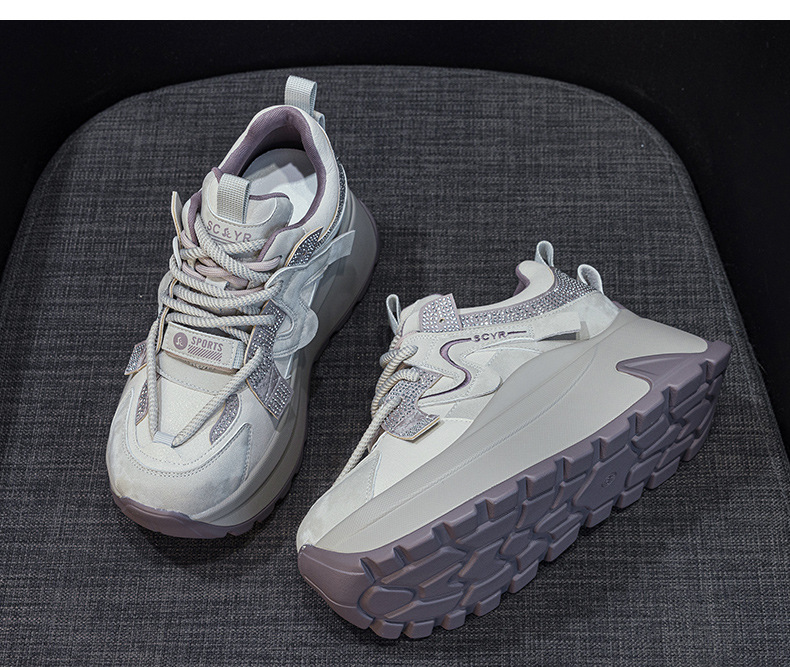 Giày sneaker nữ đế dày phong cách retro cổ điển — 5028 da tím, 5028 da vàng, 5028 da xám, 5028 da đỏ chi tiết 15