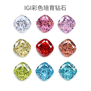 IGI Color Cultivated Diamond Fertilizer Square Cushion 1.6 karat 18K Diamond Ring Powder/Yellow Laboratory Synthetic Bare Diamond