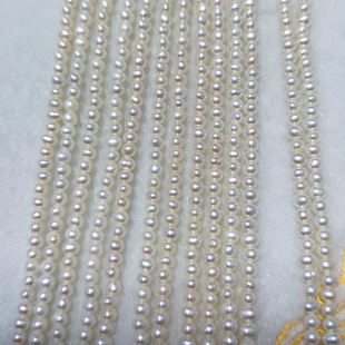 Factory Freshwater Real Pearls 3-4mm Near Round Strong Light Long White Bright Small Chain Ak Versatile Necklace with High Cost Performance