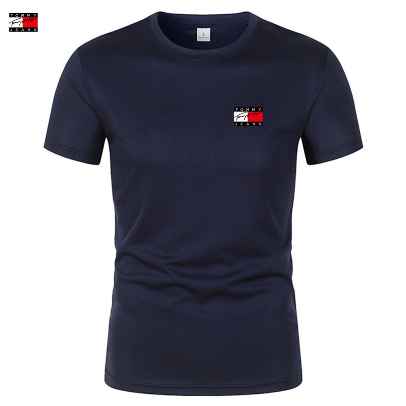 クロスボーダー夏メンズ半袖Tシャツメッシュ通気性カジュアルスポーツトップラウンドネックプリント半袖シャツ在庫あり|undefined