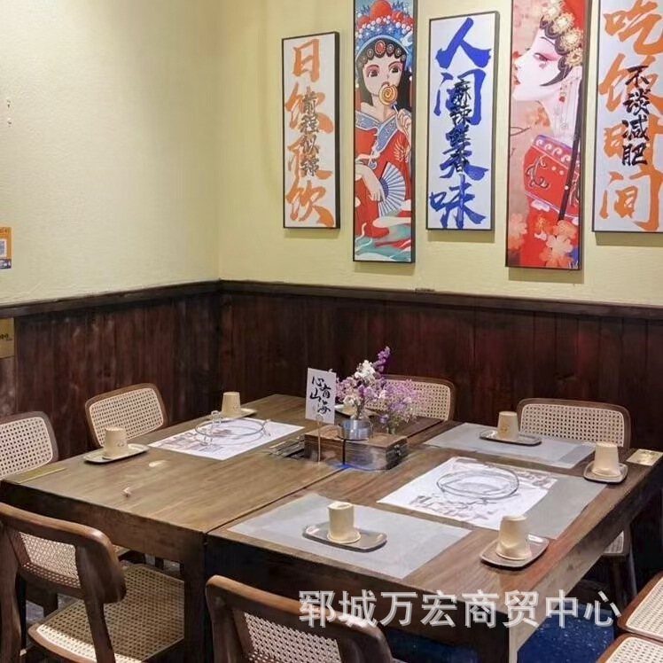 市井风老榆木餐桌全实木复古做旧休闲桌面馆酒馆茶楼餐饮八仙桌|undefined