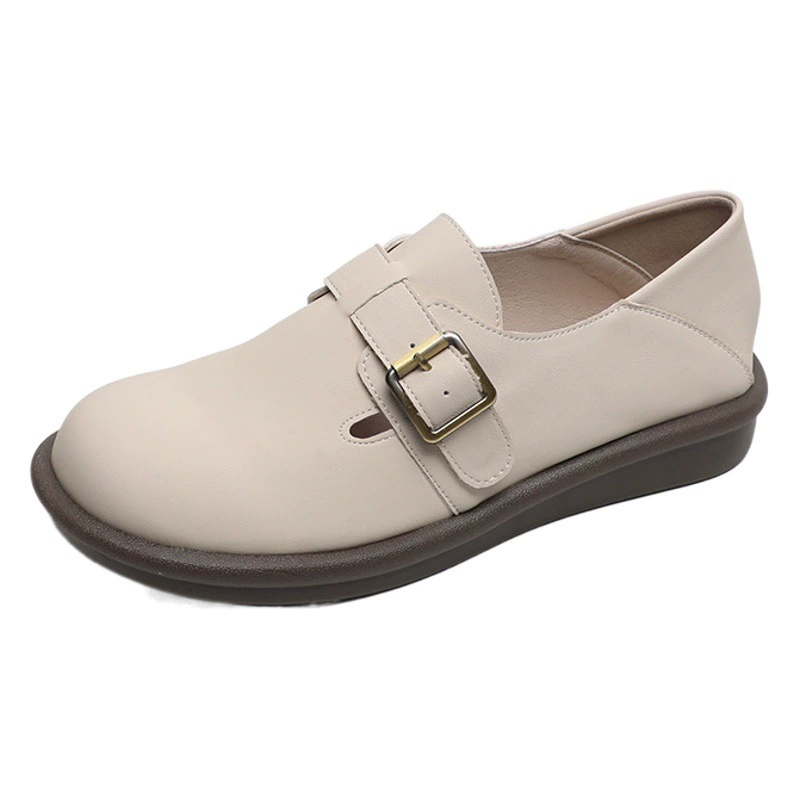 Женские лоферы на плоской подошве Weiwei Girl 723-3, французские однотонные Туфли с круглым носком, с мягкой подошвой, Осенние