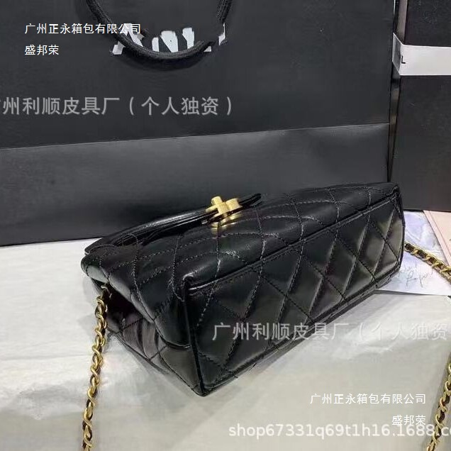 新款小香风23k凯莉包kelly手柄中古牛皮单肩斜挎菱格链条女包|undefined
