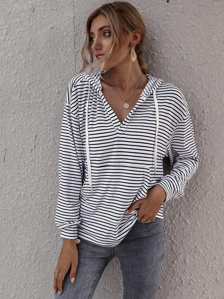 Cross-border Amazon AliExpress independent station striped top women's European and American brand women's loose sweater