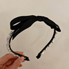 Retro black hairgrip with bow, headband, hair accessory, 2023 years, french style