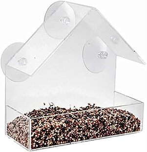 Generic House Clear Window Viewing Bird Feeder Triangular Su