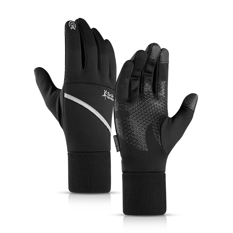 Guantes de pantalla táctil de otoño e invierno para hombre ciclismo al aire libre forrado de lana gruesa cálida a prueba de viento a prueba de frío conveniente antideslizante guantes calientes