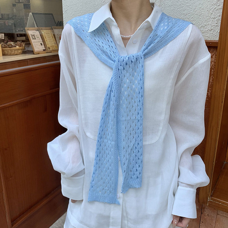 Mantón de protección solar para mujer, tejido de verano, sensación de alta calidad, habitación delgada con aire acondicionado, chaleco de color sólido, chal hueco cruzado