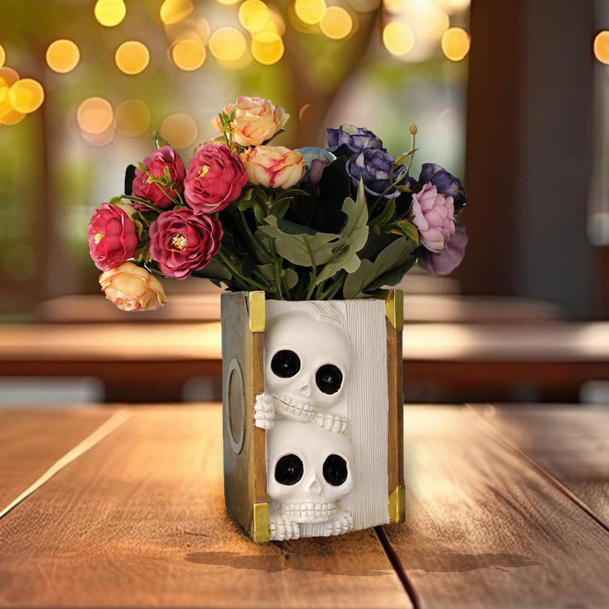Halloween Skull Book Resin Fleshy Flower Pot Green Plant Flower Pot Personalized Creative Ghost Head Flower Pot  