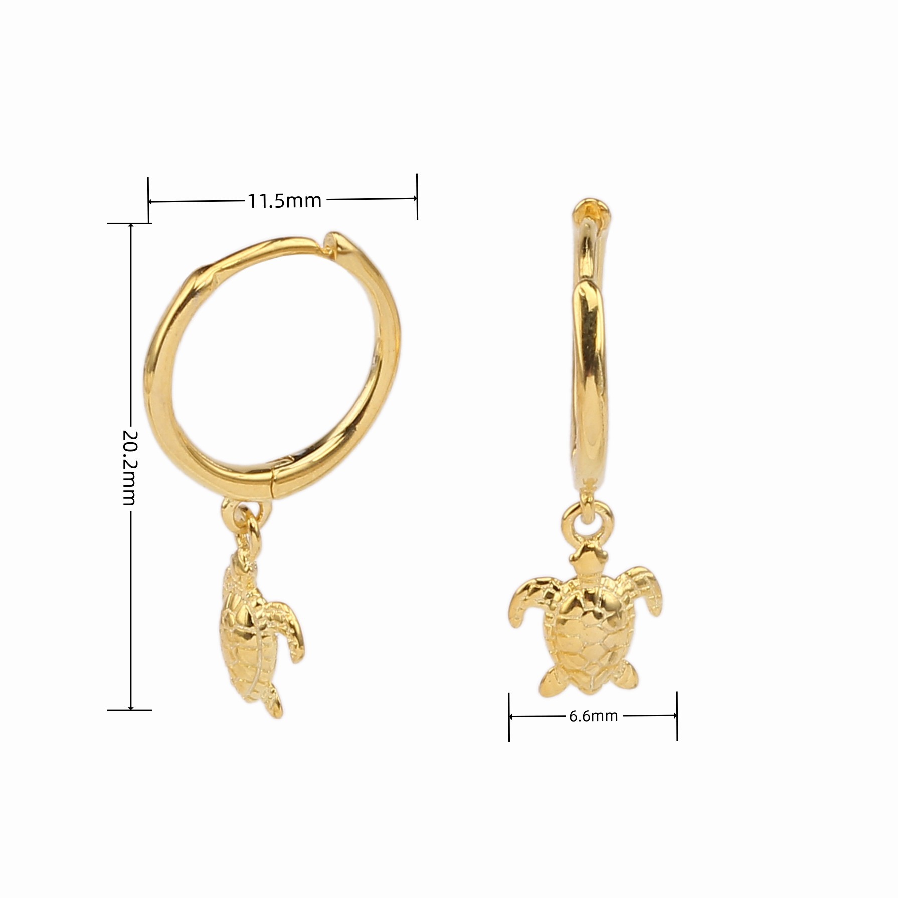 9g Weight 1 Pair 925 Sterling Silver Tortoise Ocean White Gold Plated Gold Plated Drop Earrings Earrings