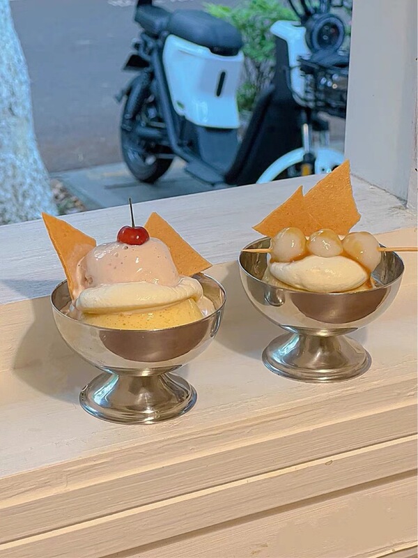 ins industrial style stainless steel ice cream cup vintage ice cream cup yogurt pudding cup dessert cup short leg fruit bowl