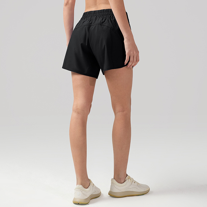 Pantalones cortos para correr de secado rápido Pantalones deportivos de ocio elásticos transpirables que absorben la humedad para mujer Pantalones cortos deportivos de yoga de cintura media lulu 5"