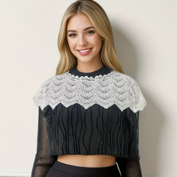 2025 Lace Pearl Versatile Fashion Shawl Cloud Shoulder with Decorative Fairy Hollow Lace-Up Fake Collar Al144