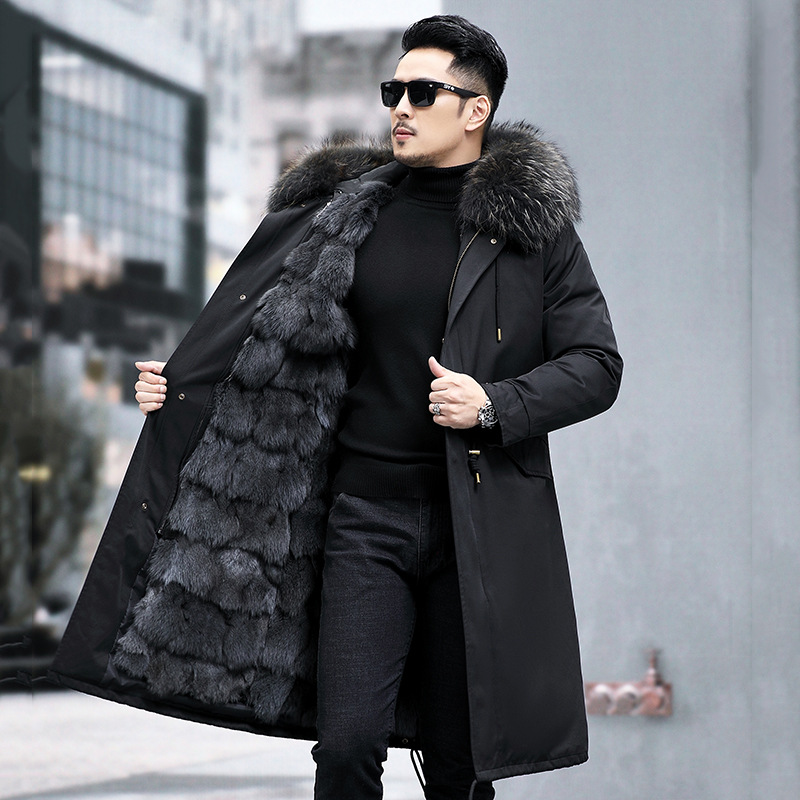 무릎 위 블랙 케이스 헤이즈 블루 폭스 퍼 라이너