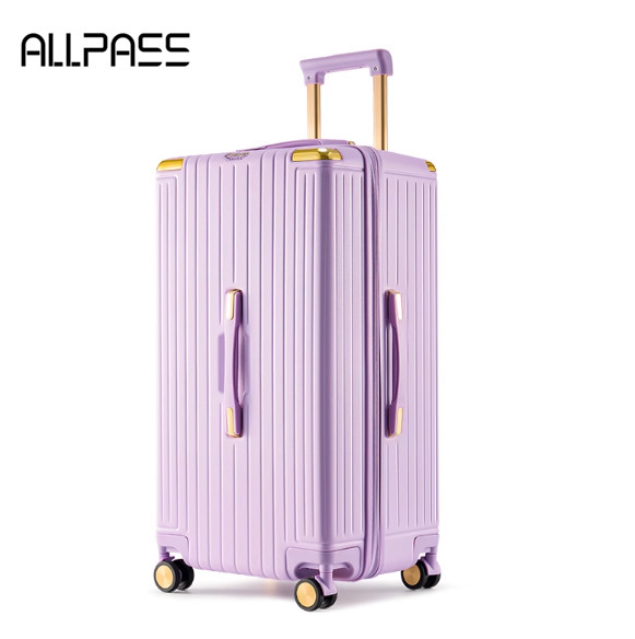 ALL PASS Trunk Luggage Case Women's Large Capacity Zipper Luggage Case Men's Large Size Universal Wheel 26 Inch Purple